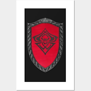 Spider Sigil Black (Shield desaturated Celtic Rope with Red Core) Posters and Art